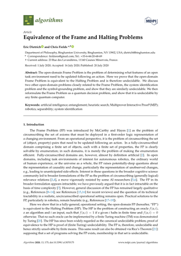 Equivalence of the Frame and Halting Problems