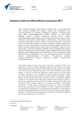 Kaakkois-Turkin Turvallisuustilanne Syyskuussa 2019