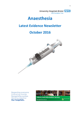 Anaesthesia Latest Evidence Newsletter