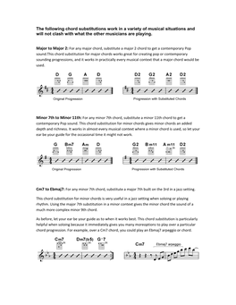 Chord Substitutions Work in a Variety of Musical Situations and Will Not Clash with What the Other Musicians Are Playing