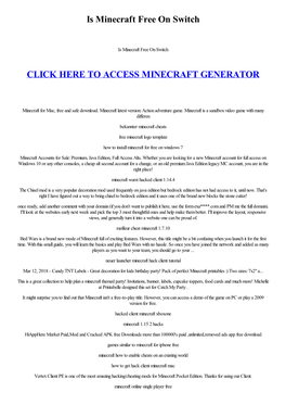 Is Minecraft Free on Switch