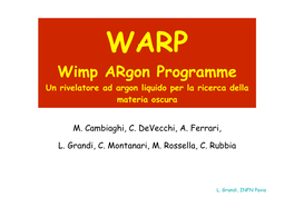 Wimp Argon Programme Un Rivelatore Ad Argon Liquido Per La Ricerca Della Materia Oscura