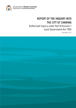 Report of the Inquiry Into the City of Canning