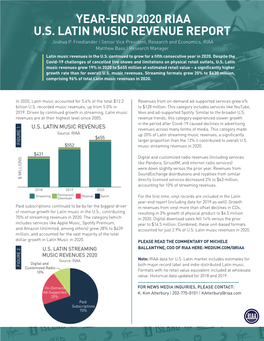 YEAR-END 2020 RIAA U.S. LATIN MUSIC REVENUE REPORT Joshua P