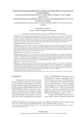 Compartimentação Geoambiental No Complexo De Campo Maior, PI