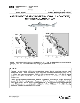 Assessment of Spiny Dogfish (Squalus Acanthias) in British Columbia in 2010