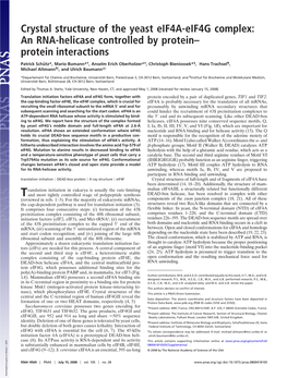 Crystal Structure of the Yeast Eif4a-Eif4g Complex: an RNA-Helicase Controlled by Protein– Protein Interactions