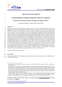 Scientific Opinion on Dietary Reference Values for Vitamin D