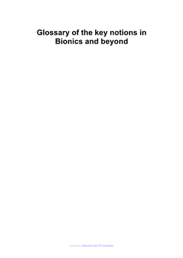 Glossary of the Key Notions in Bionics and Beyond