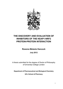 The Discovery and Evaluation of Inhibitors of the Keap1-Nrf2 Protein-Protein Interaction