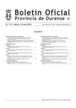 Boletín Oficial Provincia De Ourense
