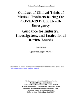 Guidance on Conduct of Clinical Trials During COVID-19