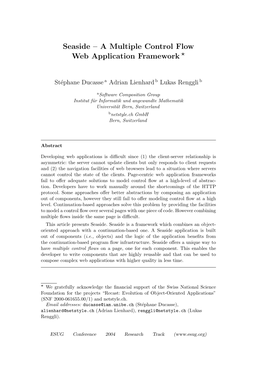 Seaside – a Multiple Control Flow Web Application Framework ?