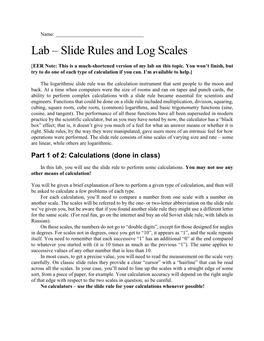 Slide Rules and Log Scales