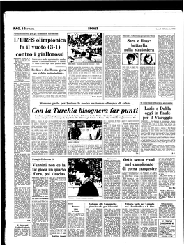 PAG. 12 L'unità SPORT Lunedì 18 Febbraio 1980