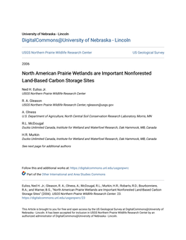 North American Prairie Wetlands Are Important Nonforested Land-Based Carbon Storage Sites