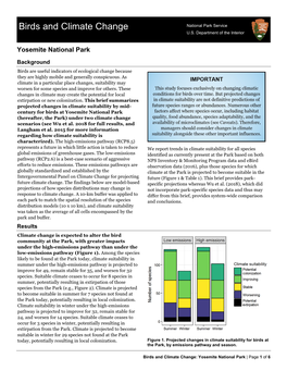 Birds and Climate Change: Yosemite National Park