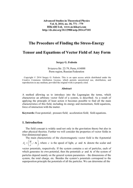 The Procedure of Finding the Stress-Energy Tensor And