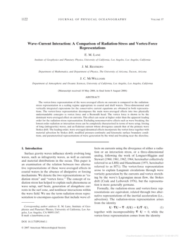 Wave–Current Interaction: a Comparison of Radiation-Stress and Vortex-Force Representations