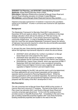 2020/0027 Full Planning and 2019/1567 Listed Building Consent Applicant: Strata Sterling Barnsley West Limited Description