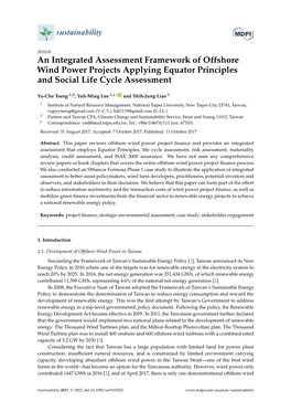 An Integrated Assessment Framework of Offshore Wind Power Projects Applying Equator Principles and Social Life Cycle Assessment
