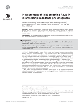 Measurement of Tidal Breathing Flows in Infants Using Impedance Pneumography