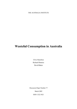 Wasteful Consumption in Australia