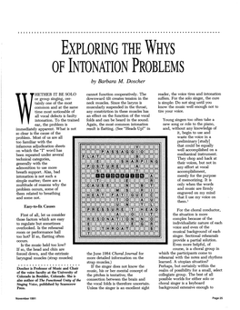 EXPLORING the WHYS of INTONATION PROBLEMS by Barbara M