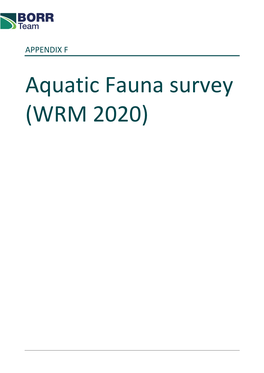 Aquatic Fauna Survey (WRM 2020)