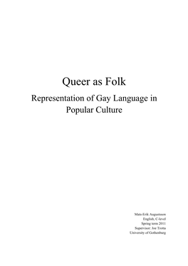 Queer As Folk Representation of Gay Language in Popular Culture