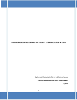 Options for Security After Devolution in Kenya (July 2014)