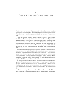 3 Classical Symmetries and Conservation Laws