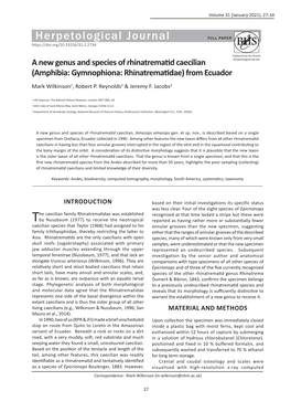 A New Genus and Species of Rhinatrematid Caecilian (Amphibia