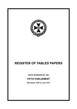 Register of Tabled Papers