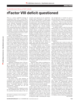 Rfactor VIII Deficit Questioned
