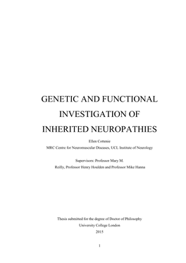 Genetic and Functional Investigation of Inherited Neuropathies