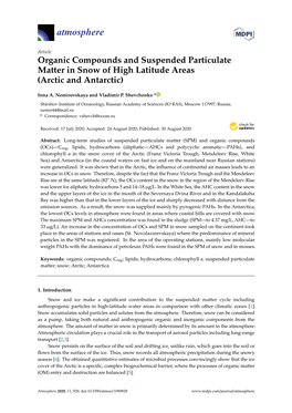 Organic Compounds and Suspended Particulate Matter in Snow of High Latitude Areas (Arctic and Antarctic)