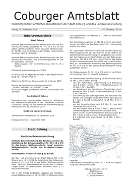 Coburger Amtsblatt Nachrichtenblatt Amtlicher Dienststellen Der Stadt Coburg Und Des Landkreises Coburg