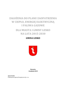 Projekt Założeń Do Planu Zaopatrzenia W Ciepło, Energię Elektryczną I Paliwa Gazowe