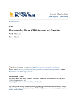 Muscongus Bay, Marine Wildlife Inventory and Evaluation