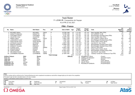Team Roster チーム登録名簿 / Composition De L’Équipe As of FRI 23 JUL 2021