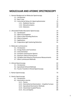 Molecular and Atomic Spectroscopy