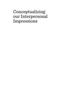 Conceptualizing Our Interpersonal Impressions