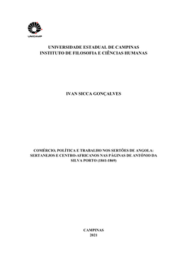 Universidade Estadual De Campinas Instituto De Filosofia E Ciências Humanas