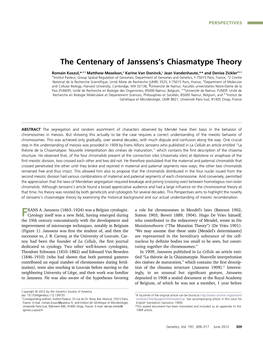 The Centenary of Janssens's Chiasmatype Theory