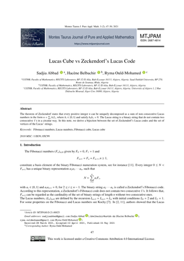 MTJPAM Lucas Cube Vs Zeckendorf's Lucas Code