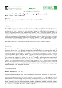 A Taxonomic Revision of the Capparis Spinosa Group (Capparaceae) from Eastern Africa to Oceania