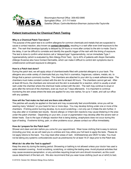 Patient Instructions for Chemical Patch Testing