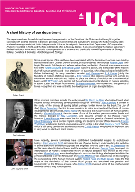 A Short History of Our Department