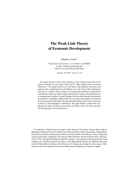 The Weak Link Theory of Economic Development